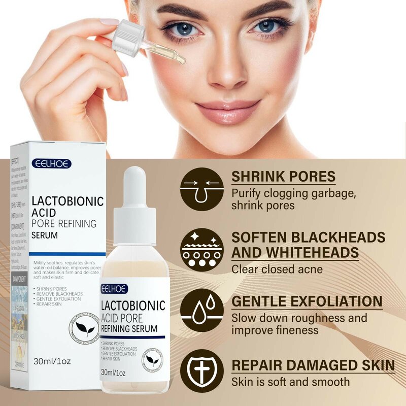 Lactobionic Acid Pore Shrink Serum Whiten Dark Skin Cream ครีม Freckle จุดด่างดำปรับปรุงความหมองคล้ำ Face Brighten บำรุงผิว Essence