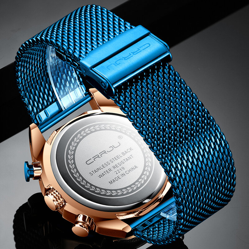High End Men's Multifunctional Chronograph Wristwatch CRRJU Fashion Casual Sports Watches Modern Design Quartz Wrist Watch