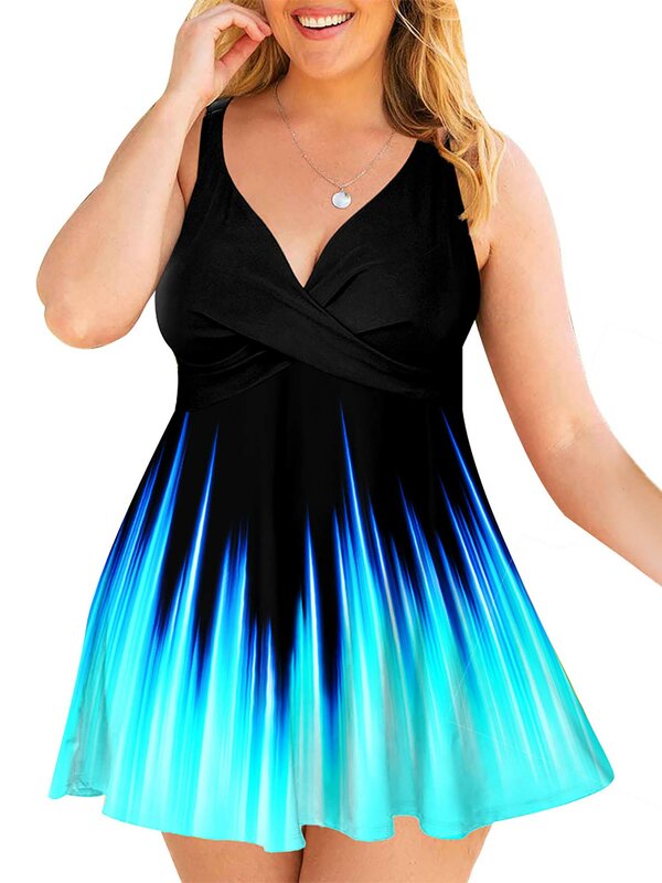 Женское платье с V-образным вырезом, размеры до 6XL