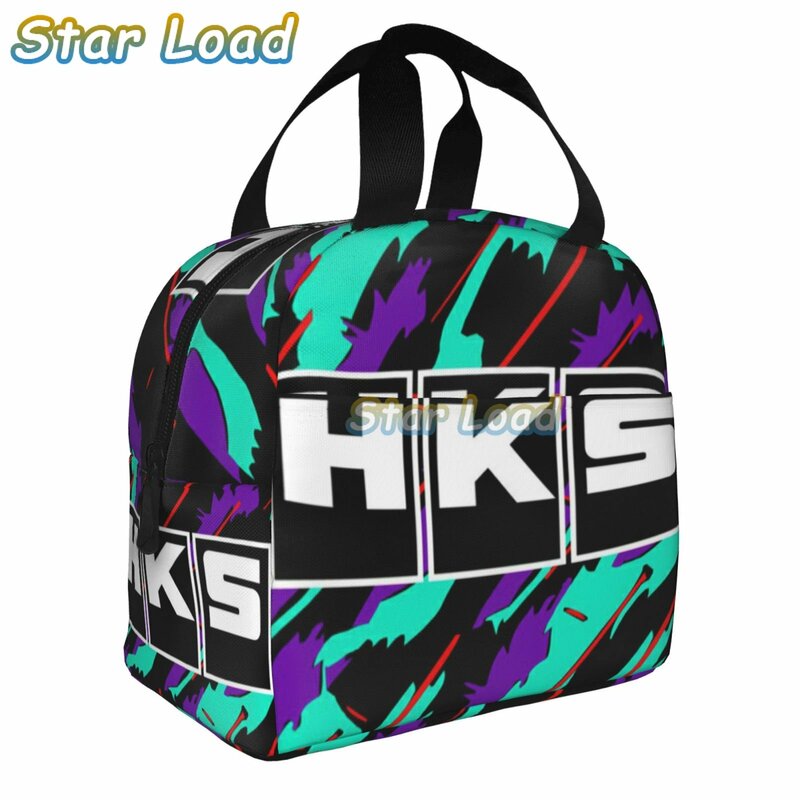 HKS-fiambrera portátil con patrón Retro para mujer, bolsa de almuerzo térmica con aislamiento térmico, resistente al agua, para viaje y trabajo
