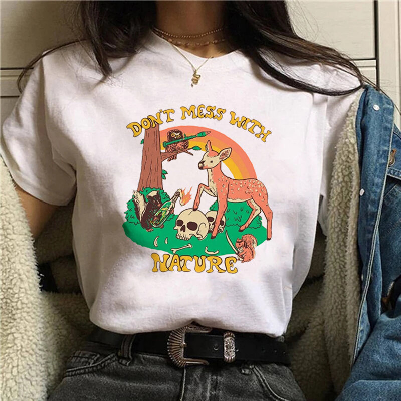 Odzież damska t-shirty koszulki graficzne topy damskie Raccoon Animal 2022 damskie śmieszne koszulki z krótkim rękawem nadruk kreskówkowy Harajuku