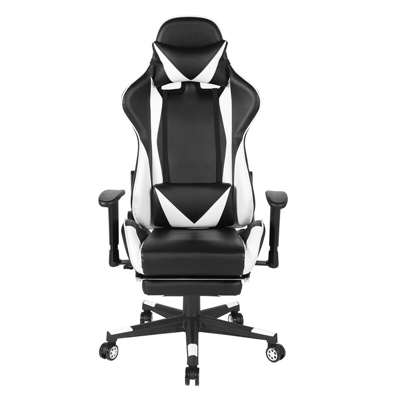YGGaming krzesło z obrotowym i stabilizator lędźwiowy, biały i czarny