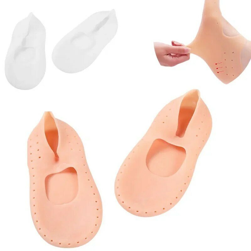 2 Pcs Silicone Insole Gel Sock Foot Care Feet Protector Pain Relief Crack Prevention Moisturize Dead Skin Removal Insert Pads