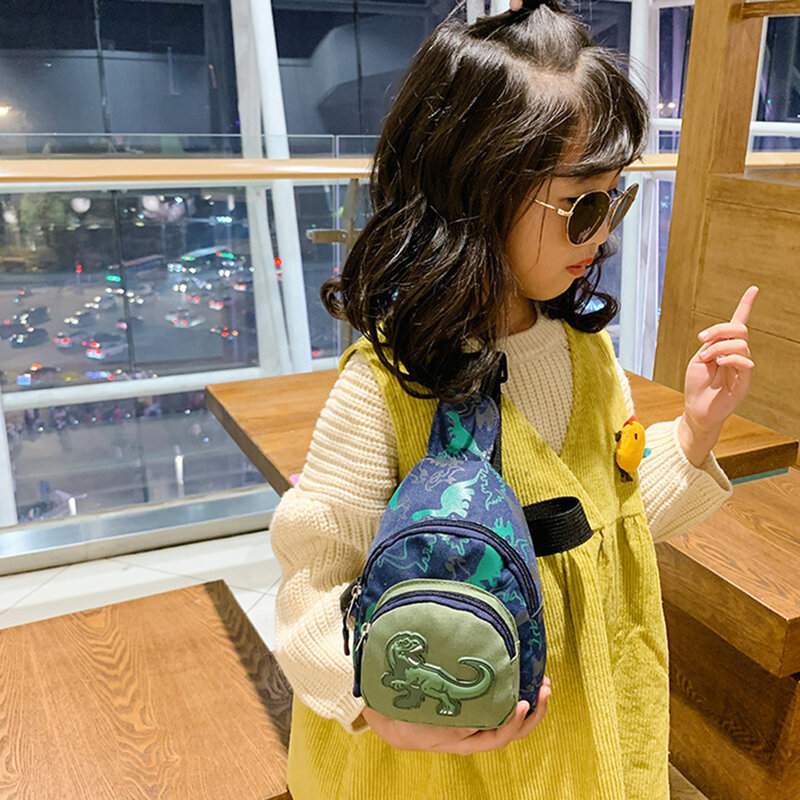 Crianças sacos de cintura dos desenhos animados dinossauro impressão viagem ao ar livre crianças crossbody bolsa para crianças viajando compras