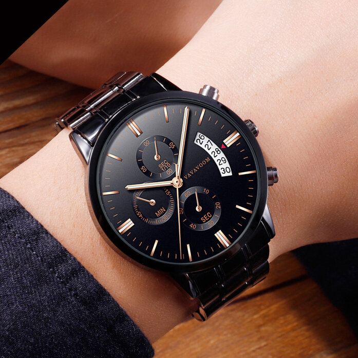 2022 mężczyźni pasek ze stali nierdzewnej Business Casual zegarek kwarcowy z kalendarzem wodoodporny ręczny Marker stalowy zegarek z branzoletką męskie zegarki zegarki