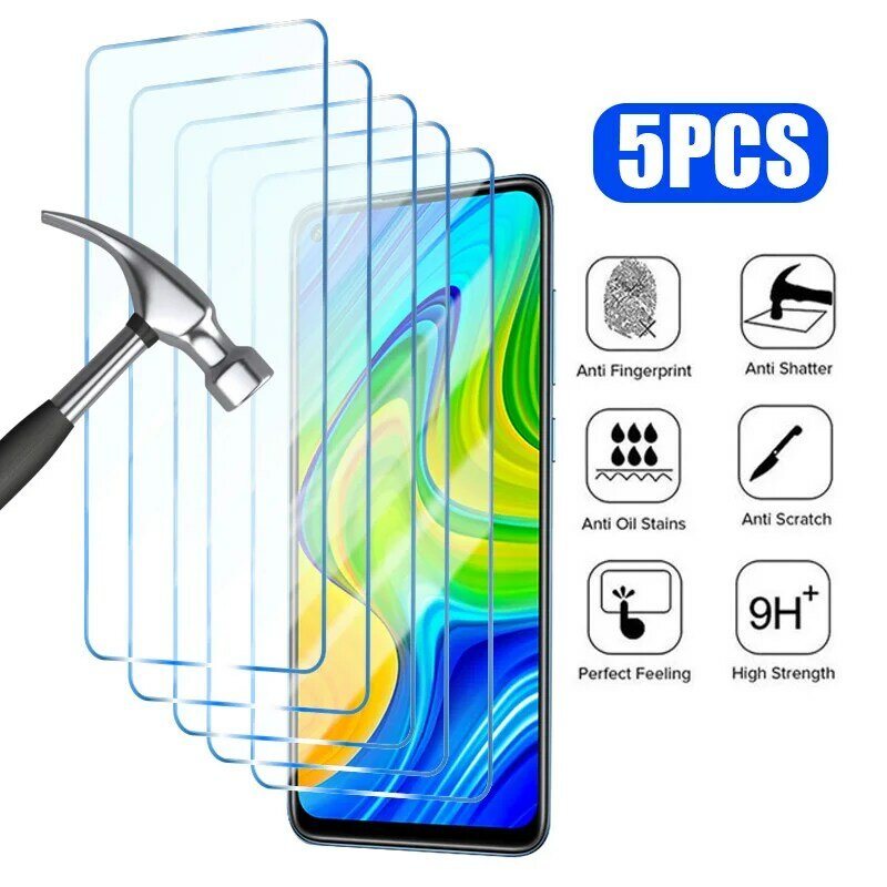 5PCS Tempered Glass For Xiaomi Redmi Note 10 11 12 9 8 7 Pro Plus 5G 11S 10S 9S Screen Protector for Redmi 10 9 10C 9C 9A Glass