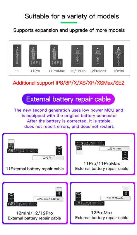 I2C BR-13 Batterij Reparatie Programmeur Voor Iphone 8-13 Pro Max Reparatie Data Fout Gezondheid Warnning Cyclus Keer Wijzigen