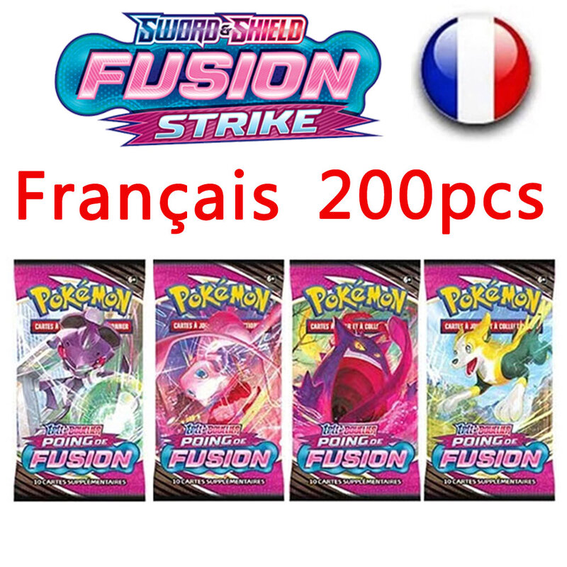 Карты Покемон 50-200 шт., игра, коллекция боевых карт, торговые карты Fusion Strike, французская версия, V MAX TRAINER, детская игрушка