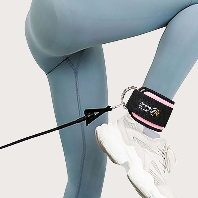Fitness nylonowy pasek na kostkę wyściełany podwójny pierścień D regulowany ciężar kostki trening nóg Brace wsparcie Sport porwacze bezpieczeństwa