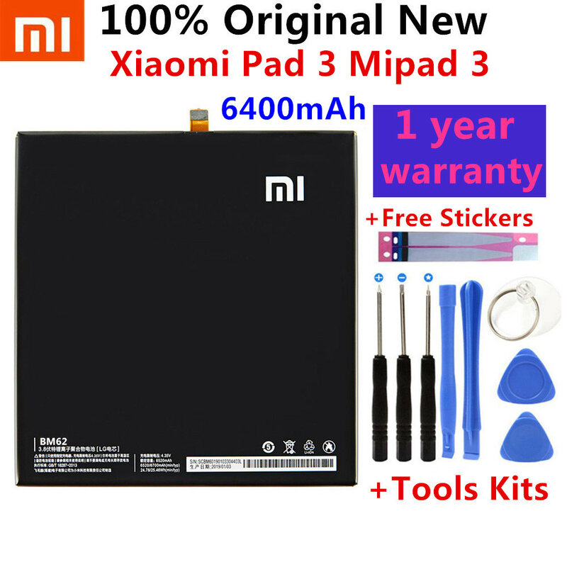 Xiaomi-Batería de repuesto original mi 100% para tableta, pilas de alta capacidad y herramientas para Xiaomi Pad 1, 2, 3, 4, 4 Plus, Mipad 1, 2, 3, 4 Plus