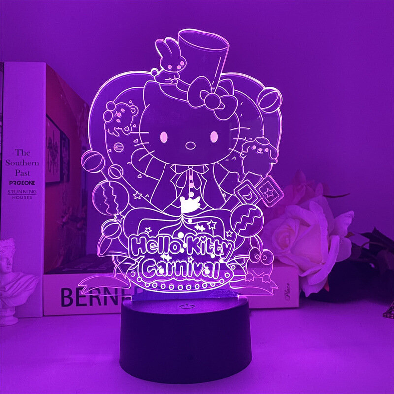 Sanrio-lámpara de mesa de Hello Kitty, luz de noche, 7 colores, Cinnamoroll, Kuromi, Kawaii Melody, decoración de escritorio, Led, Anime, dormitorio, mesita de noche