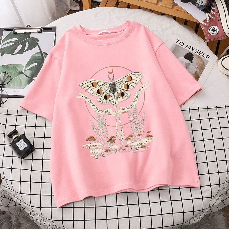 Dream The Mushroom-Camiseta Harajuku Vintage para mujer, Camiseta de algodón de manga corta con estampado Kawaii, ropa de calle