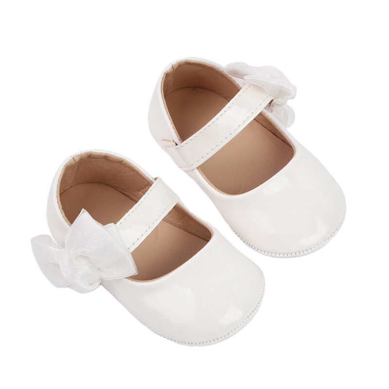 Sepatu Flat Kulit PU Simpul Kupu-kupu Sol Lembut Sandal Lucu Bayi Perempuan Sepatu Putri Antilicin untuk Pertama Kali Jalan