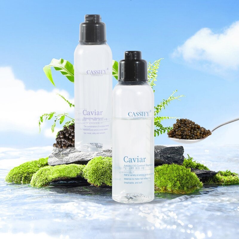 Cassiey caviar shampoo cabelo e condicionador reparação danificado cabelo hidratante anti caspa controle de óleo shampoos viagens 100ml