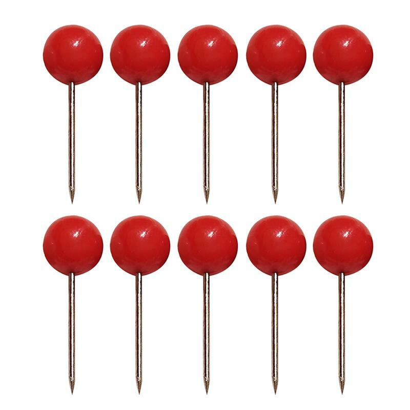 50000Pcs Push Round Ball Head Map Tacks with Stainless Point for Office Home Crafts DIY Marking (Red)