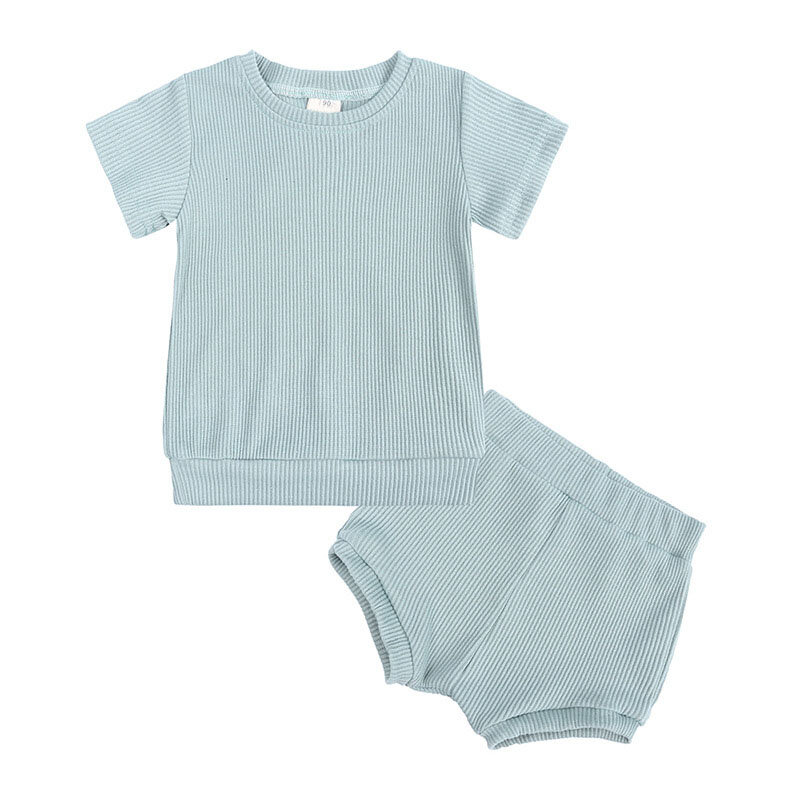 Ensemble de vêtements d'été pour bébés filles, T-shirt à manches courtes, en coton uni, survêtement, 2 pièces, 2022