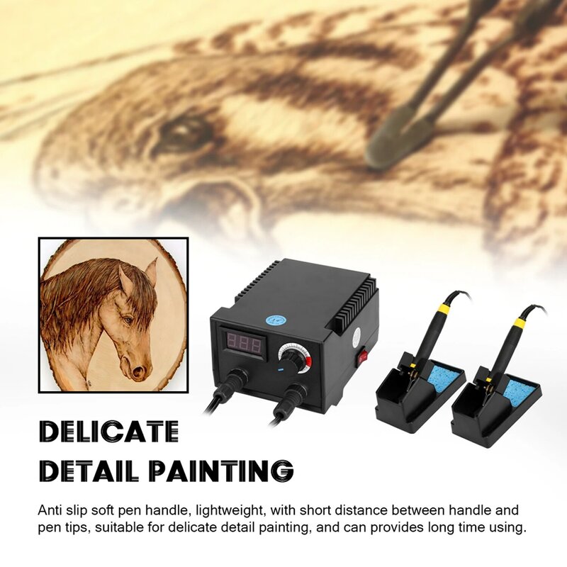 100W Multifunctional Digital Display Electric Gourd Wooden Pyrography Machine with 20pcs Heating Pen Heads