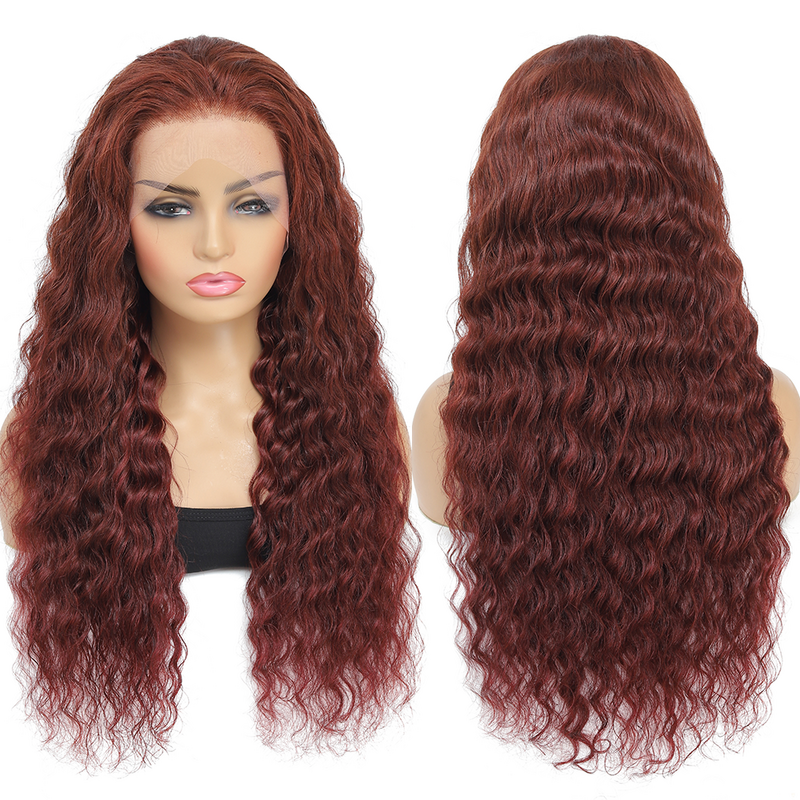 Красновато-коричневый Свободный парик с глубокой волной на шнуровке передний парик из человеческих волос цветной парик HD на шнуровке передний парик с детскими волосами медный красный парик из человеческих волос