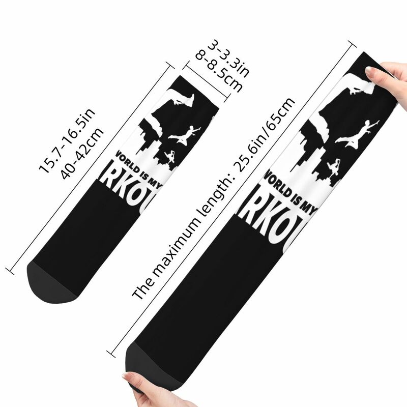 Hip Hop Retro TRACEUR Crazy Men's Socks Unisex Parkour Run Free Freerunning Harajuku Pattern Printed Funny Crew Sock Boys Gift