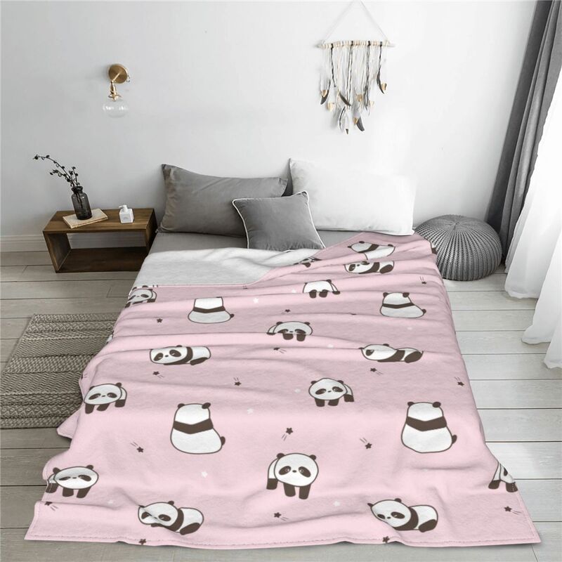 Pink Cute Cartoon Panda Blanket Lovely Animal Flannel Awesome Breathable Throw Blanket for Home Summer