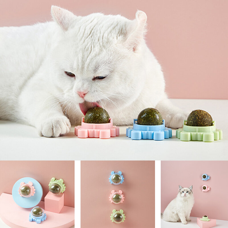 360 ° Rotatie Natuurlijke Kattenkruid Speelgoed Kat Kauwen Speelgoed Veiligheid Kat Mint Kitten Eetbare Kat Cleaning Tanden Plagen Levert Huisdier producten