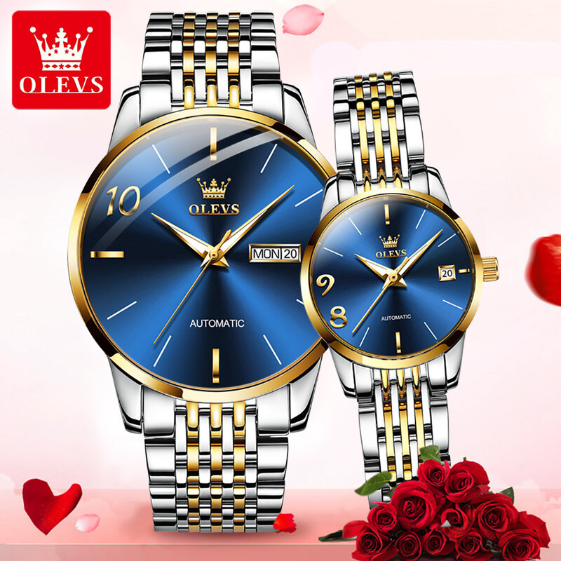OLEVS Stainless Steel Strap Full-automatic Watch for Women Business Automatic Mechanical Waterproof Women Wristwatches Luminous