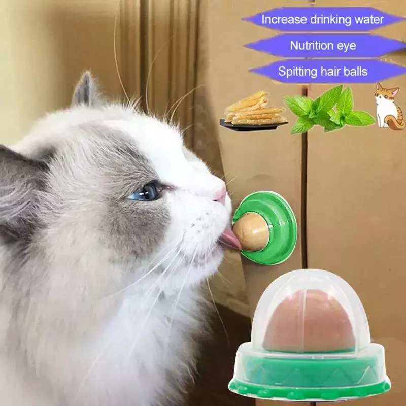NEW2022 odżywianie kot piłka z kocimiętką osłona przeciwpyłowa okrągła bezpieczna kocimiętka przekąska lizać cukierki witamina Pudding kocimiętka Lollipop dla kota Cat Acce
