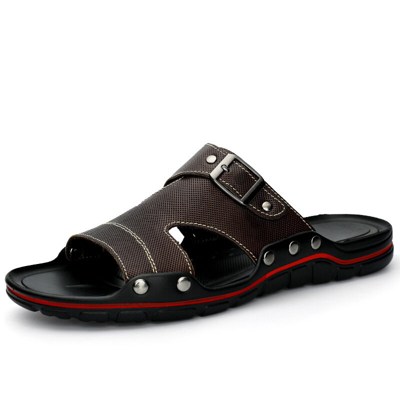 2021 neue Qualität Leder Nicht-Slip Hausschuhe Männer Strand Sandalen Komfortable Sommer Schuhe Männer Hausschuhe Classics Flip-Flops Big größe
