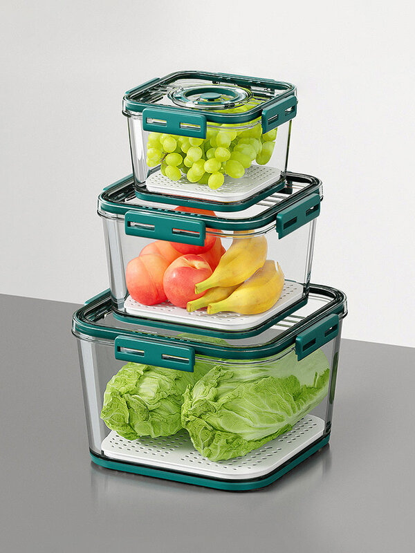 Joybos 3 stücke Kühlschrank Lagerung Container Timing Control für Getreide Gemüse Küche Lebensmittel Organzier Set PET-Material