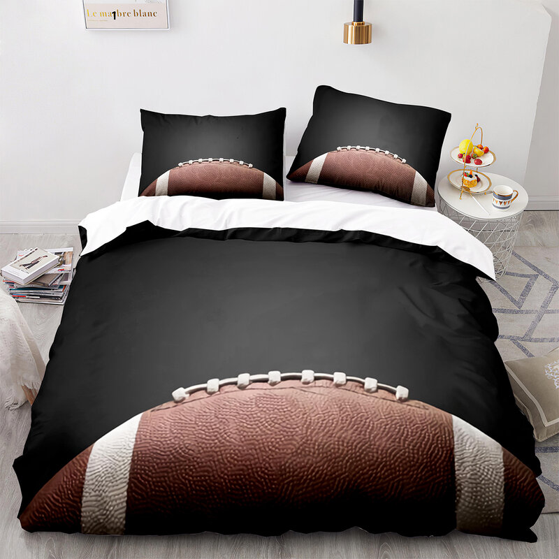 American Football King Queen Duvet Cover Rugby Player Pattern Bedding Set for Kids Teens Adults Ball Sport Polyester Quilt Cover