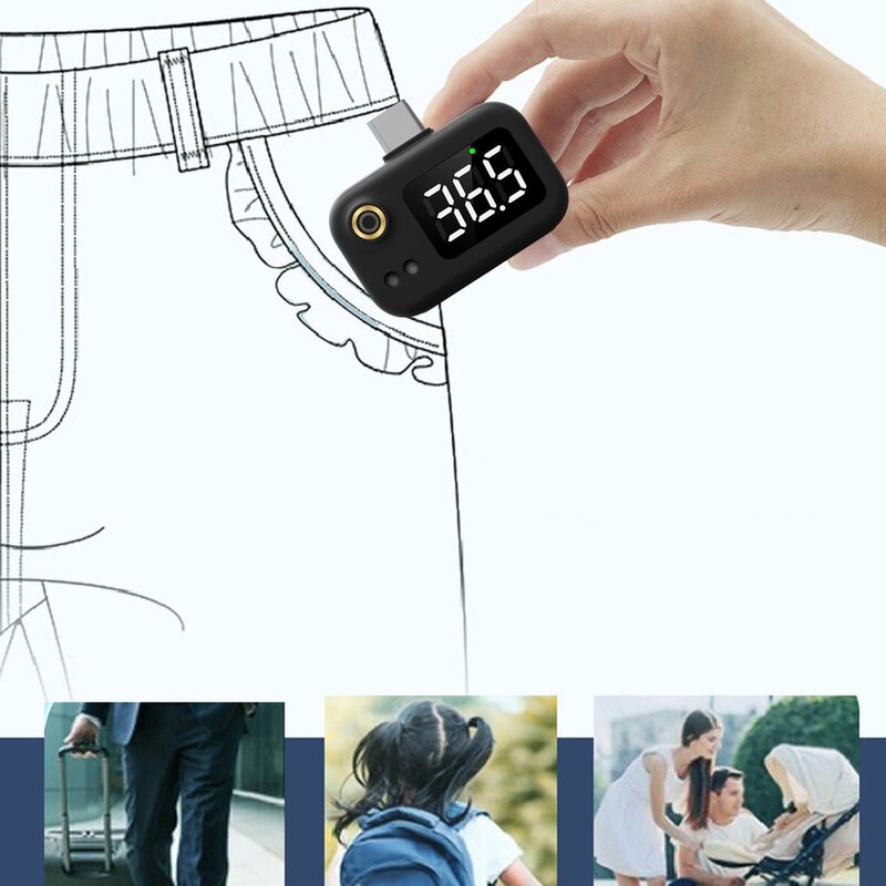 Mobile Phone USB Smart Thermometer Non-contact Infrared Thermometer Portable Electronic Thermometer LCD Display
