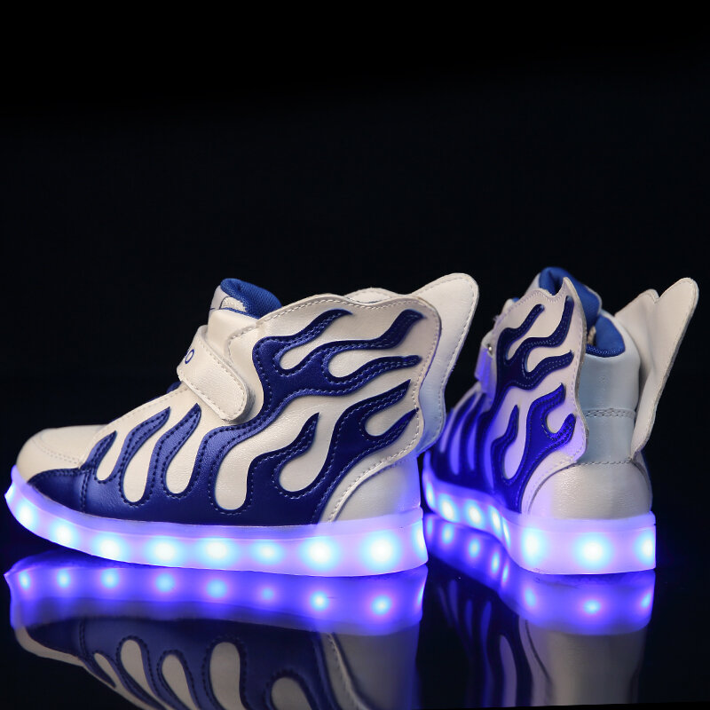 スニーカーサイズ25-37 LEDライト付き子供用照明靴,男の子と女の子用の靴,USBで充電可能