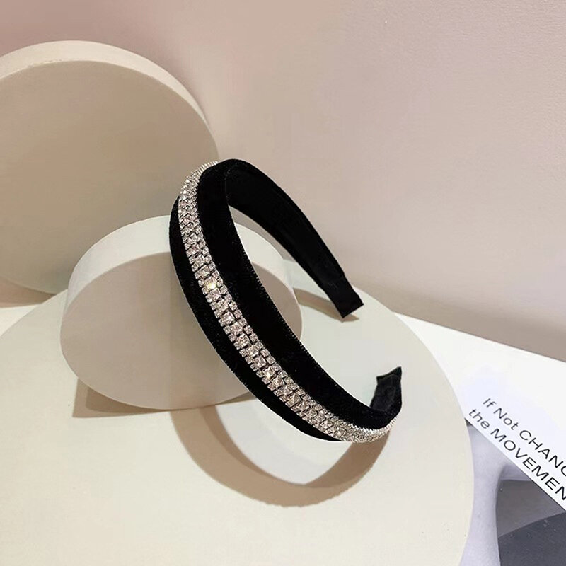 Trendy Elegant Sparkly Rhinestone Headband For Women Black Hair Bands Hair Accessories Gift New