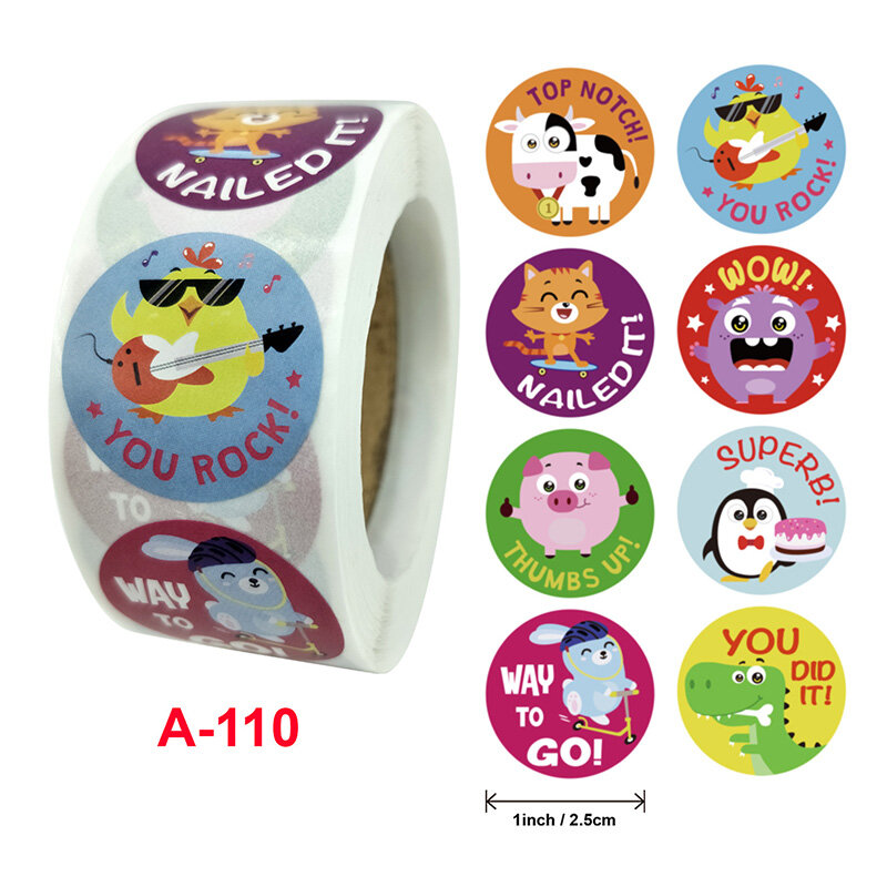 50-500Pcs 1Inch Kawaii Animal Thank You Sticker For Kids Vintage Handmade Round Card Wrap Label Sealing Sticker Decor Stationery