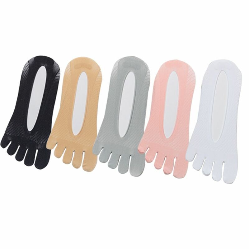 Calcetines tobilleros de terciopelo ultrafinos transpirables antifricción, calcetines invisibles de cinco dedos