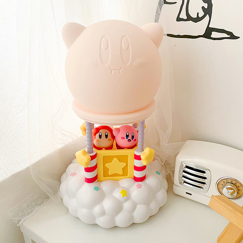 Kirby-globo de aire caliente con luz táctil Original para niños, 23cm, luz nocturna de inducción, mesa, figuras de acción, Fantasía