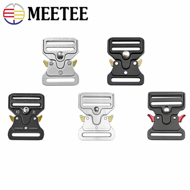 Meetee 20-50mm metal liberação lateral rápida fivelas saco cinta ajustador fechos cinto clipe de segurança ganchos diy acessórios de bagagem ao ar livre