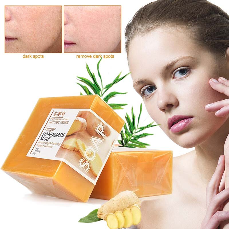 Savon à l'huile de gingembre naturelle, 100g, détox lymphatique, organique, nettoyant pour le visage, élimination de l'acné, savon essentiel pour bain de corps