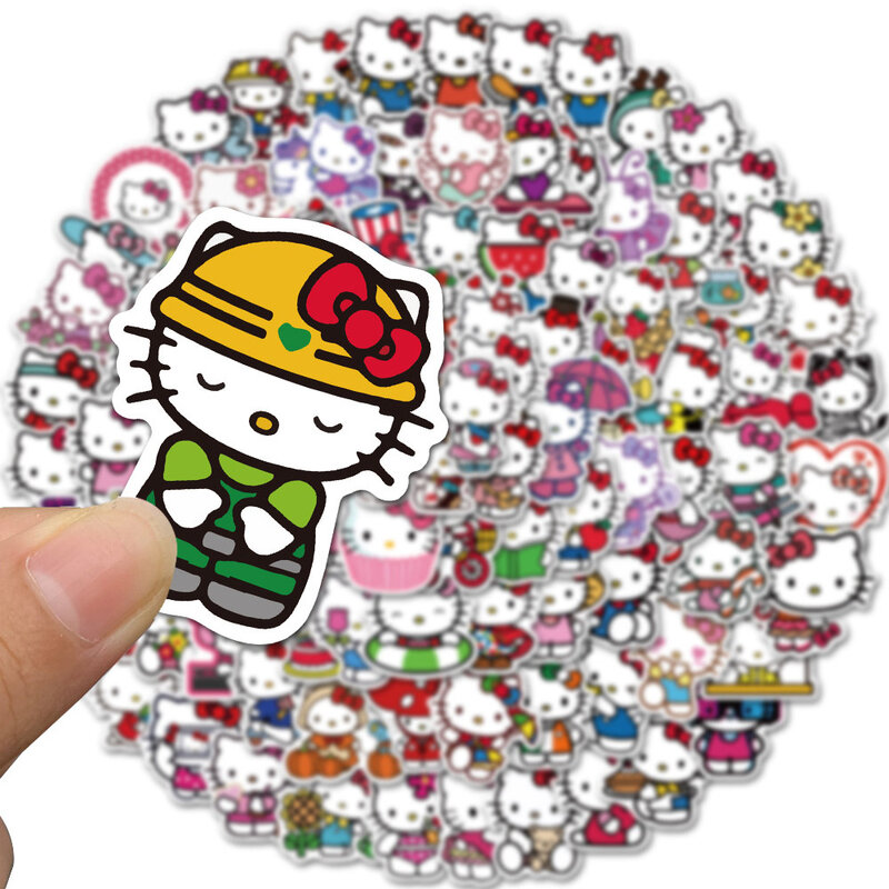10/30/50/100 Buah Stiker Kartun Hello Kitty Lucu Grafiti PVC Gitar DIY Ponsel Laptop Stiker Tahan Air Mainan Klasik Anak-anak