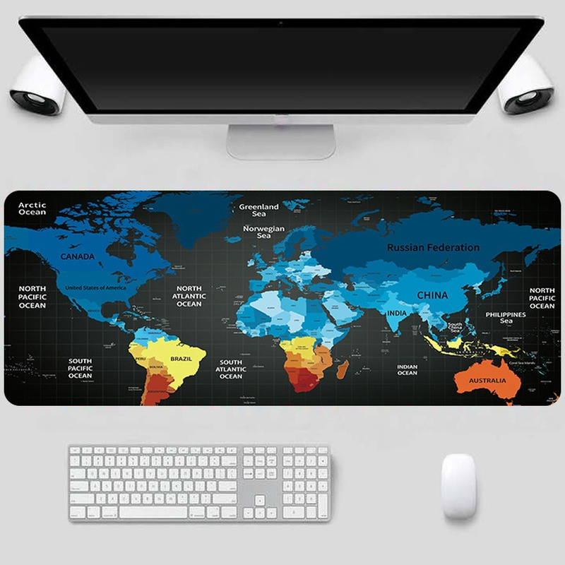Alfombrilla de escritorio con mapa del mundo para juegos, alfombrilla grande para ratón, para PC, ordenador