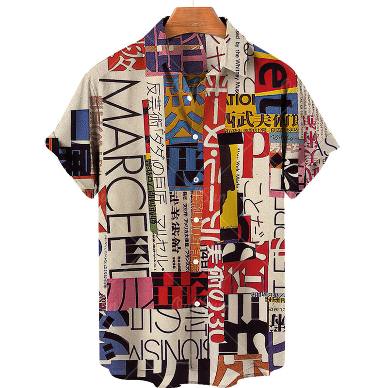 2022 3d Graffiti drukowany obraz olejny koszula mężczyźni moda Streetwear koszula hawajska mężczyźni plaża Casual Lapel Plus rozmiar 2022