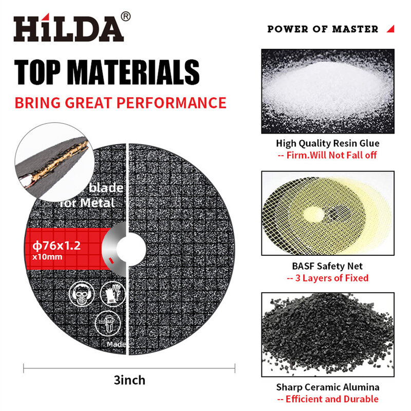 HILDA-Mini disco de corte Circular de resina, hoja de sierra para amoladora angular, Kit de discos de corte, 76mm, 1 unidad, 6 unidades, 10 unidades