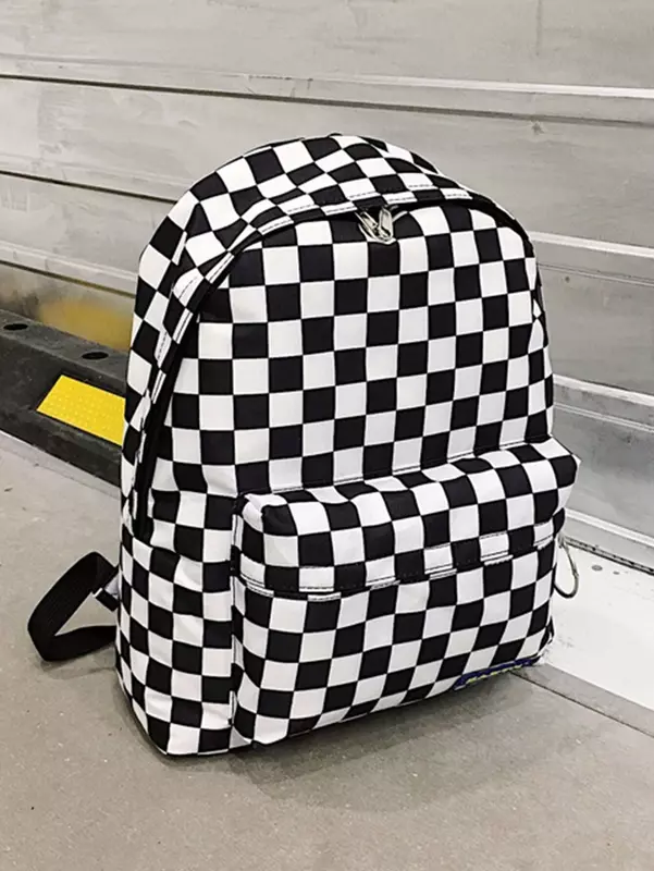 Checker Metal Ring Detail Backpack