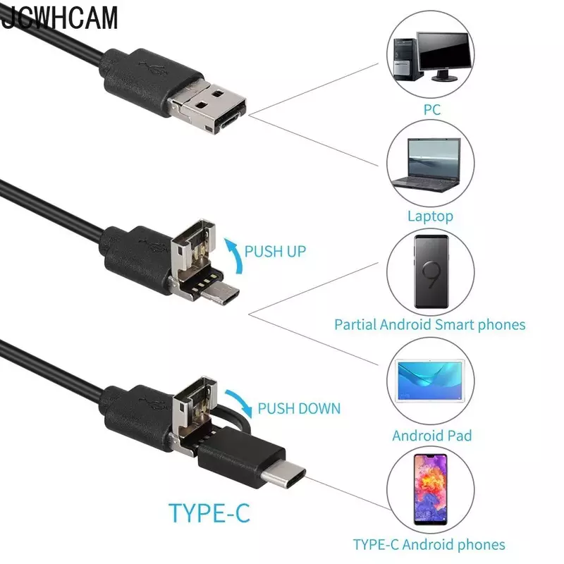 Caméra endoscopique 1080P HD USB 8.0 mm, avec 8 LED, câble étanche, boroscope, pour inspection, Android et PC, longuer de 1 m, 2 m et 5m
