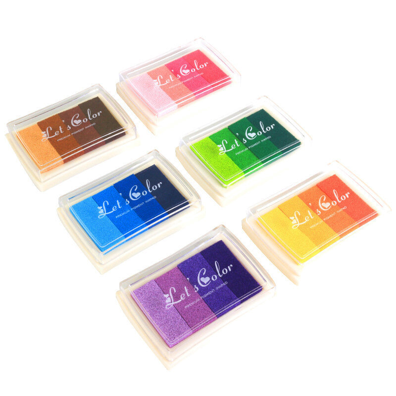 Almofada de tinta gradiente multicolorido, 6 opções de cores, para estampagem, pintura de dedo, desenho, decoração diy, almofadas de tinta de artesanato não-descoloração