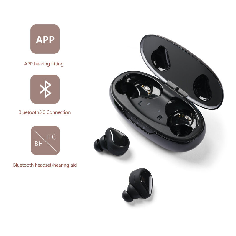 16 aparelhos auditivos do canal recarregável 2022 no ajuste esperto do fone de ouvido de bluetooth surdo para idosos adulto