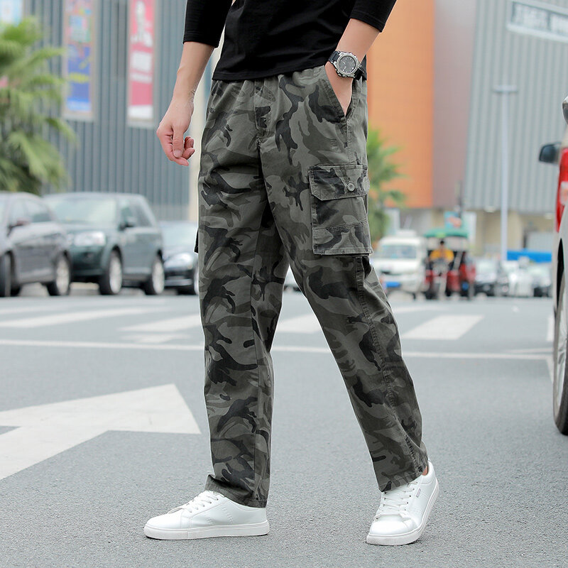 2022ใหม่ผู้ชายกางเกงแฟชั่น Street Casual Camouflage กางเกงวิ่งหลวมขนาดใหญ่ Breathable หลวมโดยตรงขาย
