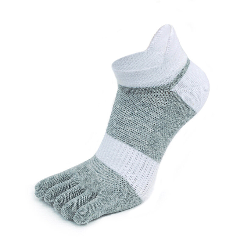 1 par de cinco dedos tornozelo esporte meias algodão listrado malha respirável moldar anti fricção sem mostrar meias com dedos dos pés EUR39-46