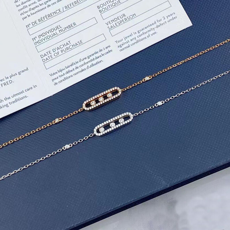 Klasyczny francuski projekt bransoletka S925 srebro jeden trzy ruchome diamenty bransoletka damska prezent wysokiej jakości serii