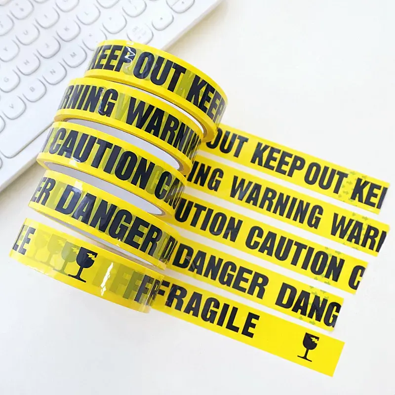 2.4cm X 25M Warning Tape Black Yellow Bottom Safety Tape Identification Labor Protection Self-adhesive Warning Tape